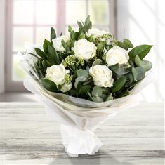 Six Long Stemmed White Roses