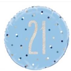 Blue and Silver 21 Foil Balloon 