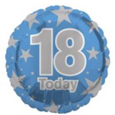 18th Blue and Star Foil Balloon