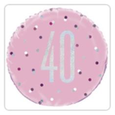 40th Birthday Glitz Pink &amp; Silver Foil Balloon 