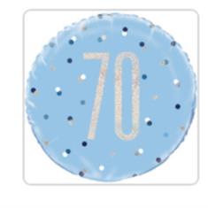 70th Birthday Glitz Blue &amp; Silver Foil Balloon 