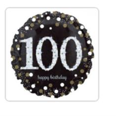 Black &amp; Gold Sparkling 100th Birthday 