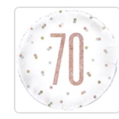  70th Birthday Glitz Rose Gold Foil Balloon 