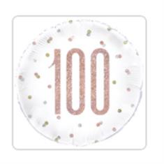 100th Birthday Glitz Rose Gold Foil Balloon 