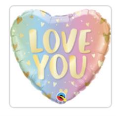  Love You Pastel Ombre Heart Foil Balloon