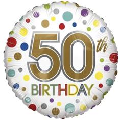 Multi coloured dotty 50th balloon