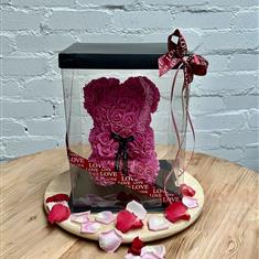 Hot Pink Rose Bear Gift Box 