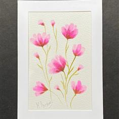 Pink Hand Painted Flower Cards 