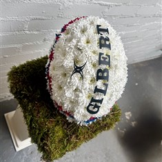 Fresh Flower Rugby Ball Funeral Tribute