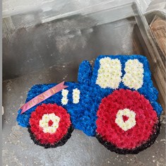Personalised Fresh Flower Tractor Funeral Tribute 