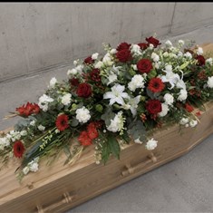 Classic Red and White Casket Spray 