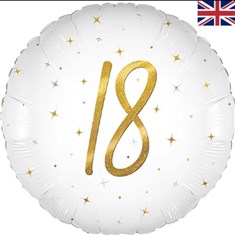 Age 18 White Elegant Sparkle Foil Balloon